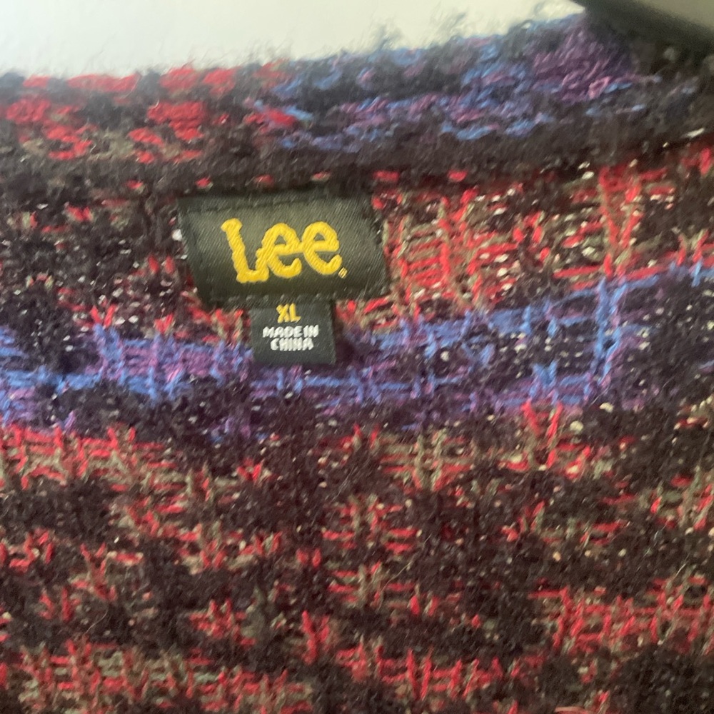 Lee Multicolor Patterned Cardigan in Rust, Navy & Purple - Picture 2 of 3